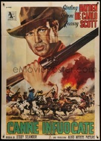 4f235 SHOTGUN Italian 1p R63 different Casaro art of Sterling Hayden w/gun over Native Americans!