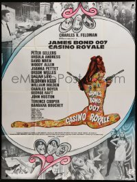 4p603 CASINO ROYALE French 1p '67 Bond spy spoof, sexy psychedelic Kerfyser art + photo montage!