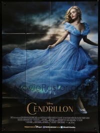 4p609 CINDERELLA French 1p '15 great image of pretty Lily James, directed by Kenneth Branagh!