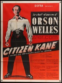 4p612 CITIZEN KANE French 1p R50s different full-length art of Orson Welles as Charles Foster Kane!