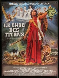 4p614 CLASH OF THE TITANS French 1p '81 Ray Harryhausen, different Jean Mascii fantasy art!