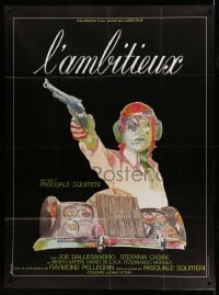 4p615 CLIMBER French 1p '75 different Voillot art of Joe Dallesandro pointing gun & Rolls-Royce!