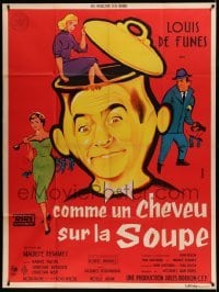 4p628 CRAZY IN THE NOODLE French 1p '57 wacky art of Louis de Funes by Andre Bertrand!