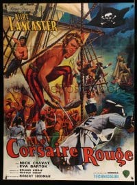 4p632 CRIMSON PIRATE French 1p R60s different art of barechested Burt Lancaster by Jean Mascii!