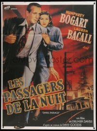 4p635 DARK PASSAGE French 1p R80s cool different art of Humphrey Bogart & sexy Lauren Bacall!