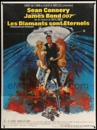 4p642 DIAMONDS ARE FOREVER French 1p '71 art of Sean Connery as James Bond 007 by Robert McGinnis!