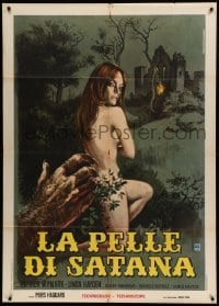 4p118 BLOOD ON SATAN'S CLAW Italian 1p '71 Piovano art of demon hand reaching for sexy naked girl!