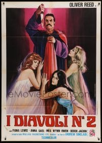 4p120 BLUE BLOOD Italian 1p '75 Piovano art of Oliver Reed surrounded by sexy witches!