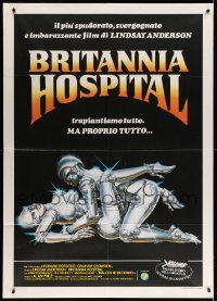 4p125 BRITANNIA HOSPITAL Italian 1p '82 Lindsay Anderson, wacky different Casaro art of robots!