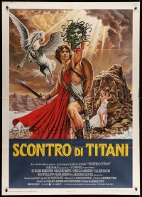 4p130 CLASH OF THE TITANS Italian 1p '81 Harryhausen, different Napoli art of Hamlin w/Medusa head!