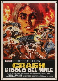 4p136 CRASH Italian 1p '77 Charles Band, an occult object, a mass of twisted metal, cool art!