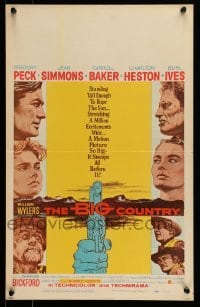 4p274 BIG COUNTRY WC '58 Gregory Peck, Charlton Heston, Ives, Baker, Simmons, William Wyler classic