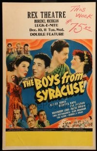 4p278 BOYS FROM SYRACUSE WC '40 Allan Jones, Martha Raye, music by Rodgers & Hart!