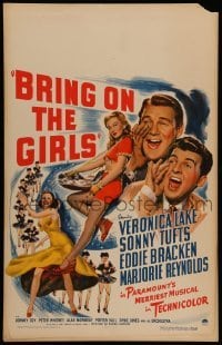 4p279 BRING ON THE GIRLS WC '44 sexy full-length Veronica Lake, Sonny Tufts, Eddie Bracken