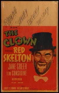 4p286 CLOWN WC '53 great wacky headshot portrait of Red Skelton in full make up!