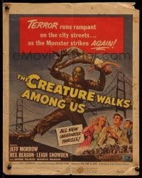 4p290 CREATURE WALKS AMONG US WC '56 Reynold Brown art of monster attacking by Golden Gate Bridge!