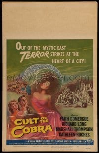 4p291 CULT OF THE COBRA WC '55 artwork of sexy Faith Domergue & giant cobra snake!