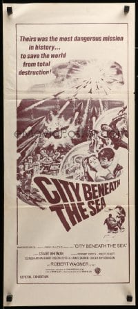 4r657 CITY BENEATH THE SEA Aust daybill '71 Irwin Allen, Stuart Whitman, brown art style!