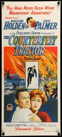 4r664 COUNTERFEIT TRAITOR Aust daybill '62 different art of William Holden & Lilli Palmer!