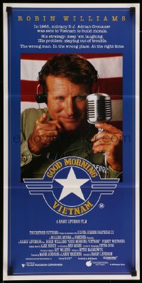 4r729 GOOD MORNING VIETNAM Aust daybill '87 war radio DJ Robin Williams, Barry Levinson directed!