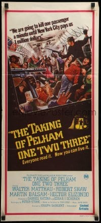 4r933 TAKING OF PELHAM ONE TWO THREE Aust daybill '74 cool subway train hijack art by Mort Kunstler!