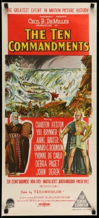 4r940 TEN COMMANDMENTS Aust daybill R60 DeMille, Richardson Studio art of Heston & Brynner!