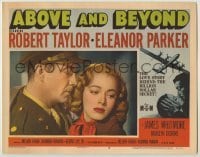 4s529 ABOVE & BEYOND LC #6 '52 close up of aviator Robert Taylor & worried wife Eleanor Parker!