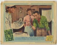 4s534 AFRICAN QUEEN LC #4 '52 Katharine Hepburn watches Humphrey Bogart explain himself to officer!