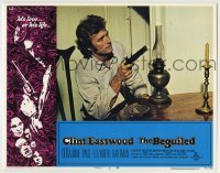 4s552 BEGUILED LC #1 '71 c/u of Clint Eastwood sitting at table pointing gun, Don Siegel!