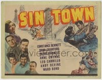 4s407 SIN TOWN TC '42 Constance Bennett, Broderick Crawford, Knowles, Anne Gwynn, cool oil rig art!