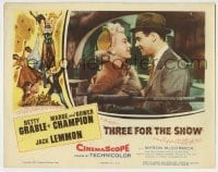 4s933 THREE FOR THE SHOW LC '54 romantic close up of Betty Grable & Jack Lemmon!