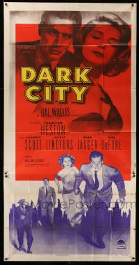 4w513 DARK CITY 3sh '50 introducing Charlton Heston, sexy Lizabeth Scott, Chicago film noir!