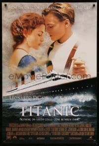 4z956 TITANIC style B revised int'l DS 1sh '97 Leonardo DiCaprio & Winslet, James Cameron!