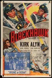 5f209 BLACKHAWK chapter 12 1sh '52 D.C. comic book serial, Drums of Doom, Cravath art!