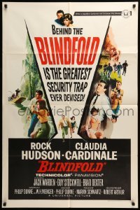 5f212 BLINDFOLD 1sh '66 Rock Hudson, Claudia Cardinale, greatest security trap ever devised!