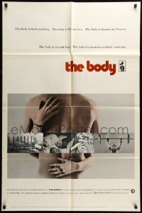 5f219 BODY 1sh '71 x-rated documentary narrated by Frank Finlay & Vanessa Redgrave, sexy design!