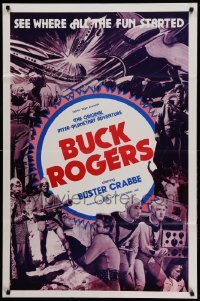 5f232 BUCK ROGERS 1sh R66 Buster Crabbe sci-fi serial, see where all the fun started!