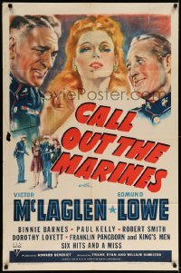 5f241 CALL OUT THE MARINES style A 1sh '41 art of Victor McLaglen, Edmund Lowe & sexy Binnie Barnes!