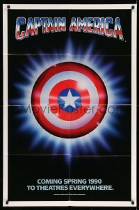 5f246 CAPTAIN AMERICA teaser 1sh '90 Marvel Comics superhero, cool image of shield!