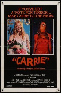 5f250 CARRIE 1sh '76 Stephen King, Sissy Spacek before and after her bloodbath at the prom!