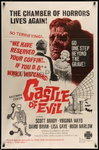 5f257 CASTLE OF EVIL 1sh '66 sexy Virginia Mayo, funeral expenses paid if you drop dead watching!