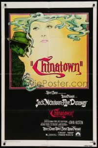 5f271 CHINATOWN 1sh '74 art of Jack Nicholson & Faye Dunaway by Jim Pearsall, Polanski