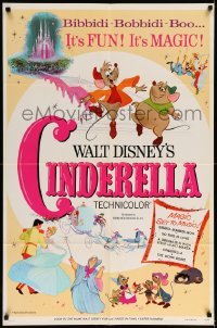 5f277 CINDERELLA 1sh R73 Disney's classic musical cartoon, the greatest love story ever told!