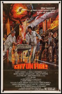 5f279 CITY ON FIRE 1sh '79 Alvin Rakoff, Ava Gardner, Henry Fonda, cool John Solie fiery art!