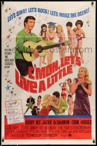 5f283 C'MON LET'S LIVE A LITTLE 1sh '67 Bobby Vee plays guitar for sexy teen ladies!