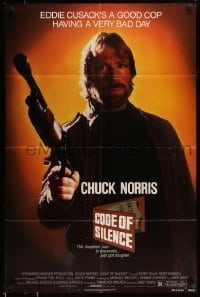 5f284 CODE OF SILENCE 1sh '85 Chuck Norris is a good cop having a very bad day!