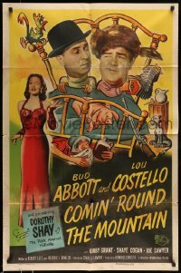 5f289 COMIN' ROUND THE MOUNTAIN 1sh '51 wacky hillbillies Bud Abbott, Lou Costello & Dorothy Shay!