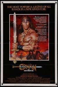 5f292 CONAN THE DESTROYER 1sh '84 Arnold Schwarzenegger is the most powerful legend of all!