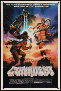 5f295 CONQUEST 1sh '84 Lucio Fulci, sexy Alexander artwork from Conan ripoff!