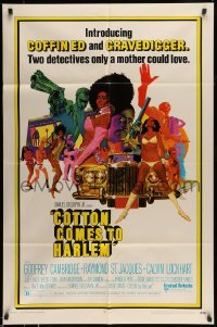 5f298 COTTON COMES TO HARLEM 1sh '70 Godfrey Cambridge, Ossie Davis, cool Robert McGinnis art!